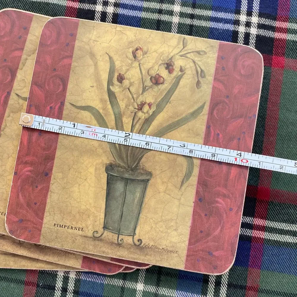 Set of‎ 4 Pimpernel Coasters Cork Backed, Excellent Condition!